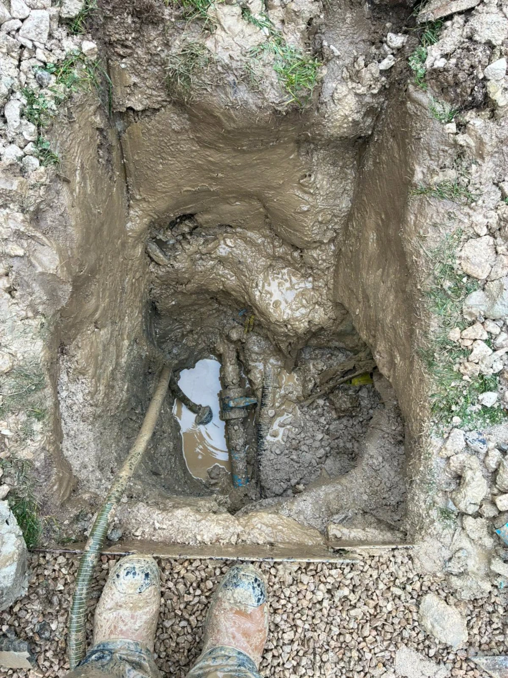 Soggy yard patch from underground water line leak in Torrance