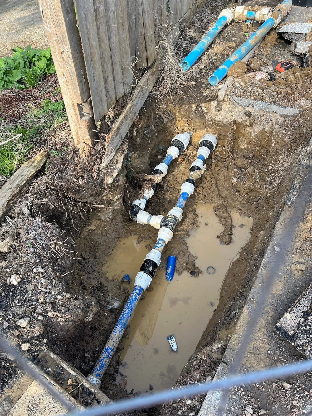 Sewer lateral pipe marked for inspection in Torrance