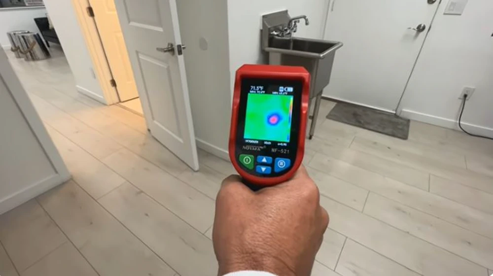 Thermal imaging for hidden wall leak detection